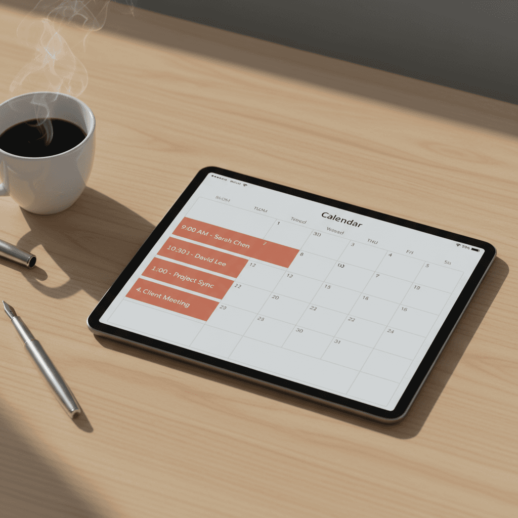Calendar view with confirmed appointments booked automatically